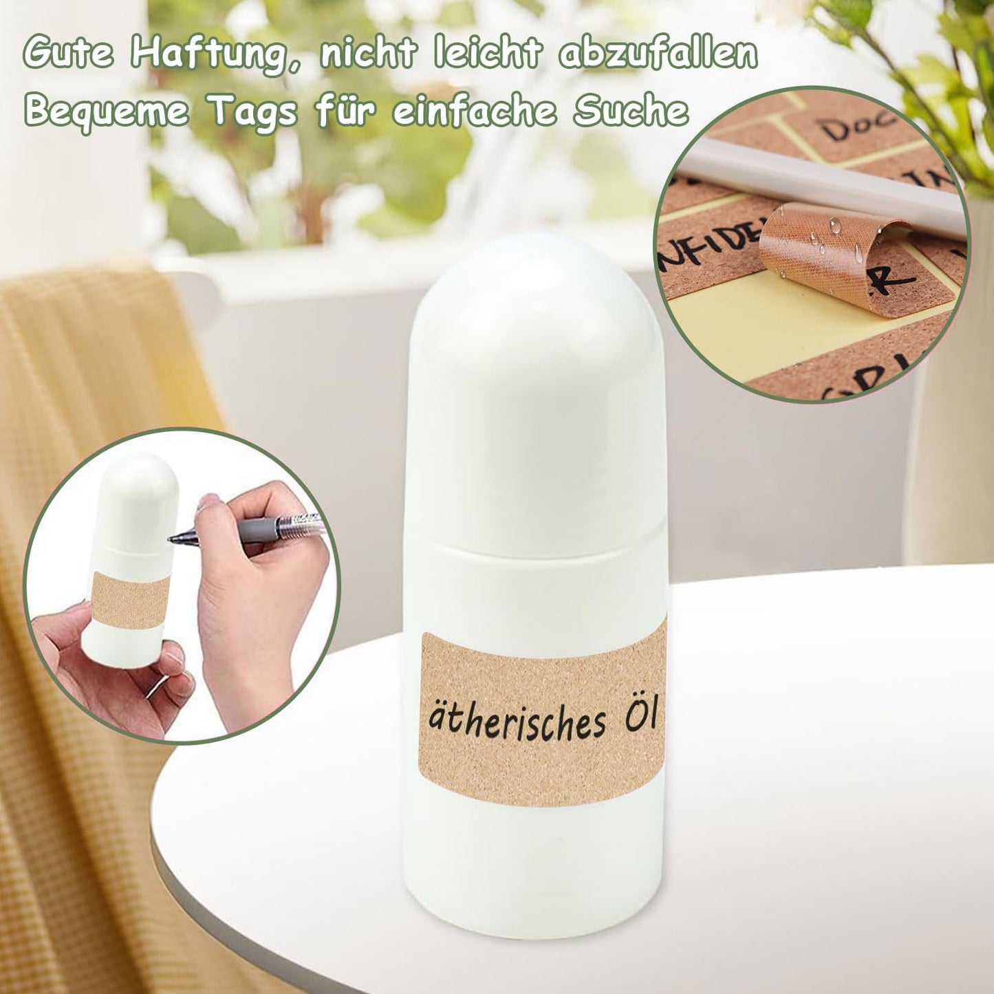4 Stück 50Ml Kunststoff Leer Roller Flaschen Roll on Flaschen Aromatherapie Flaschen Mit Rollenkugel, Für Duft Öle Parfüm Reisen Abfüllung (Weiß)